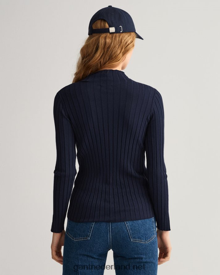 GANT vrouwen avond blauw geribbelde gebreide top R48460697