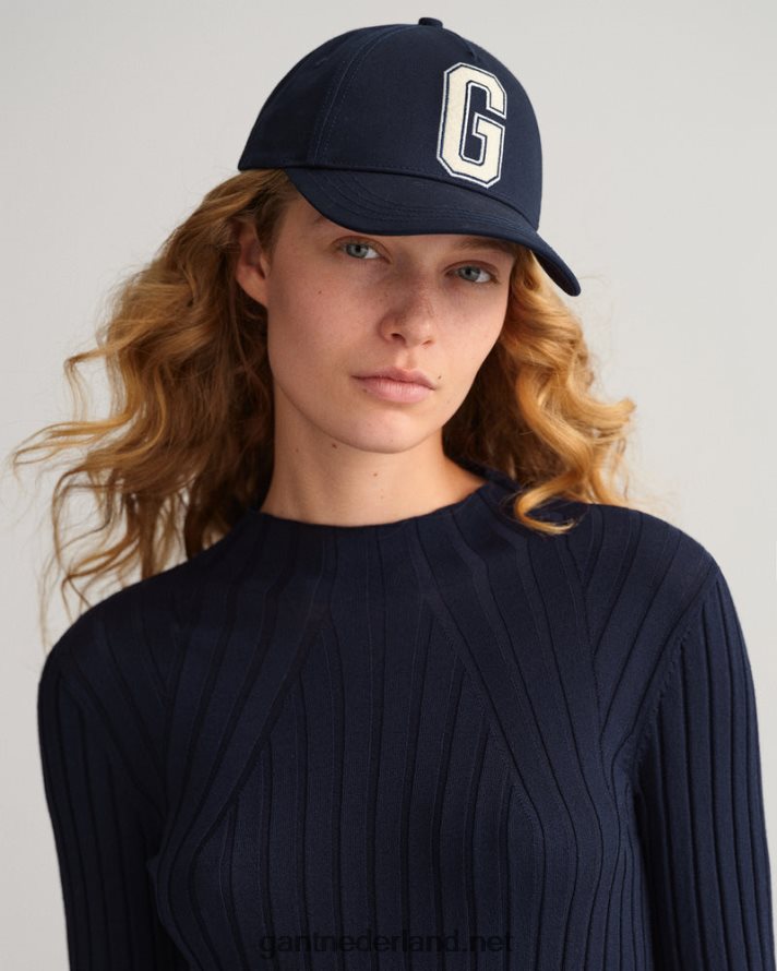 GANT vrouwen avond blauw geribbelde gebreide top R48460697