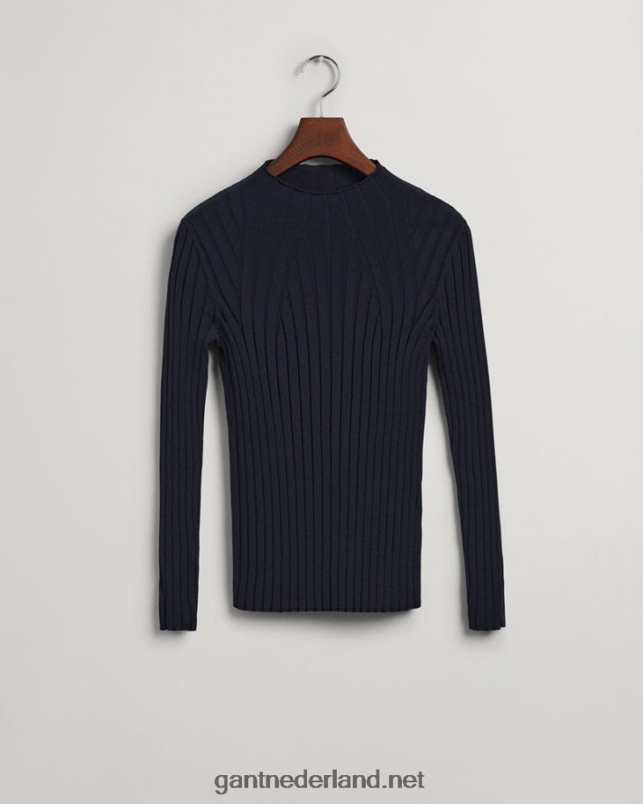 GANT vrouwen avond blauw geribbelde gebreide top R48460697