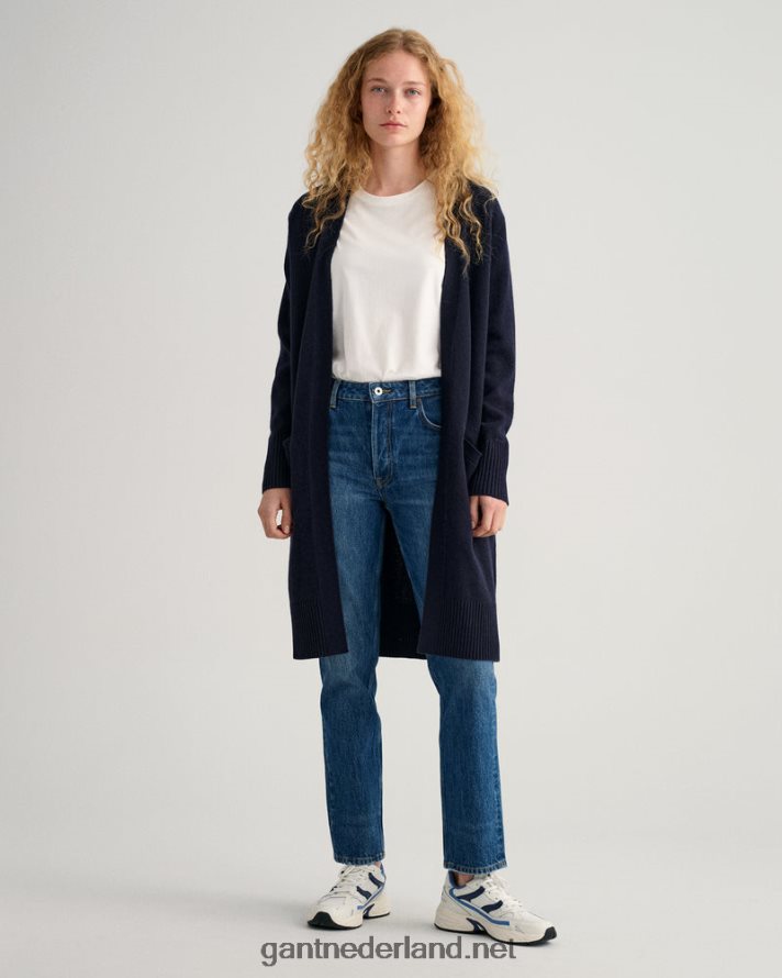 GANT vrouwen avond blauw lang wollen vest R48460688