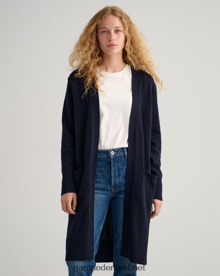 GANT vrouwen avond blauw lang wollen vest R48460688