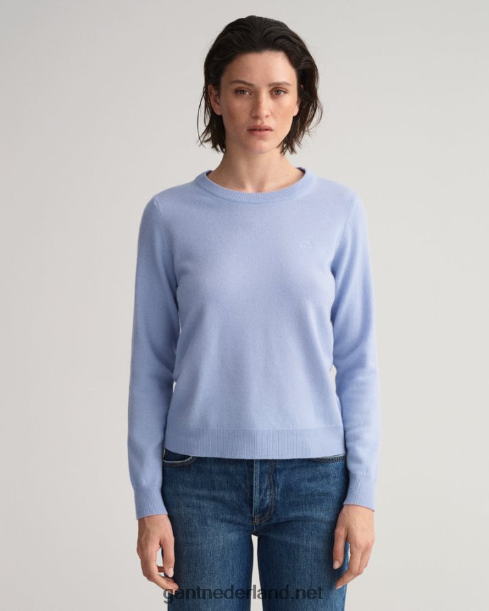 GANT vrouwen blauwe bel superfijne lamswollen trui met ronde hals R48460705