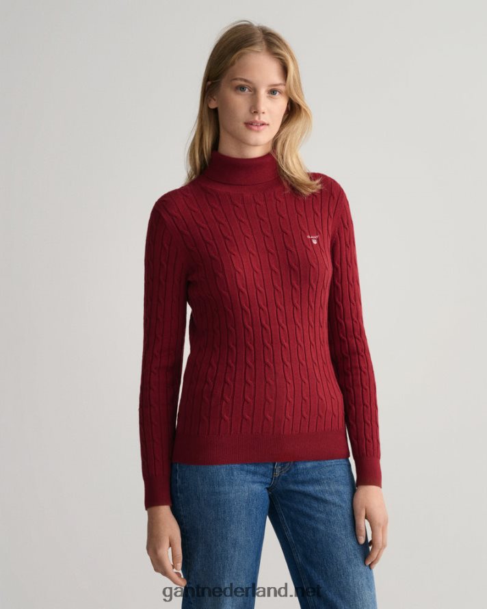 GANT vrouwen cabernet rood coltrui van stretchkatoen met kabel R48460708