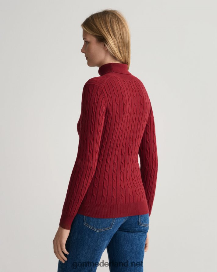 GANT vrouwen cabernet rood coltrui van stretchkatoen met kabel R48460708