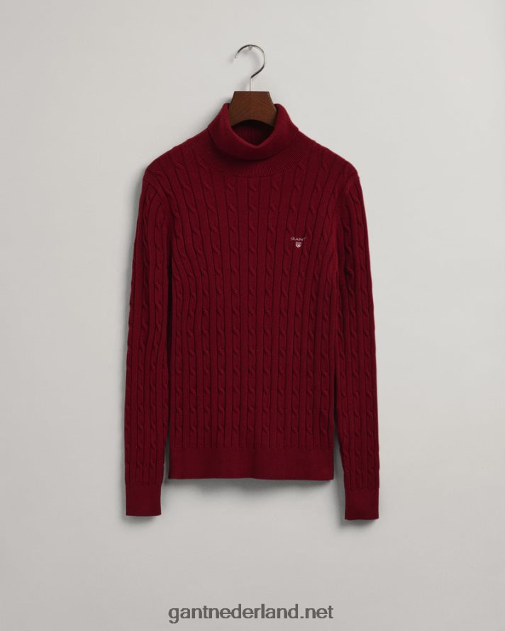 GANT vrouwen cabernet rood coltrui van stretchkatoen met kabel R48460708