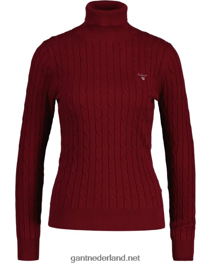 GANT vrouwen cabernet rood coltrui van stretchkatoen met kabel R48460708