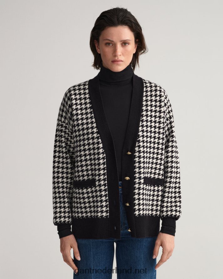 GANT vrouwen ebbenhout zwart pied-de-poule oversized vest R48460673