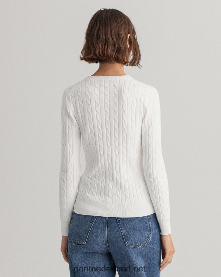 GANT vrouwen eierschaal Kabeltrui van stretchkatoen met ronde hals R48460699