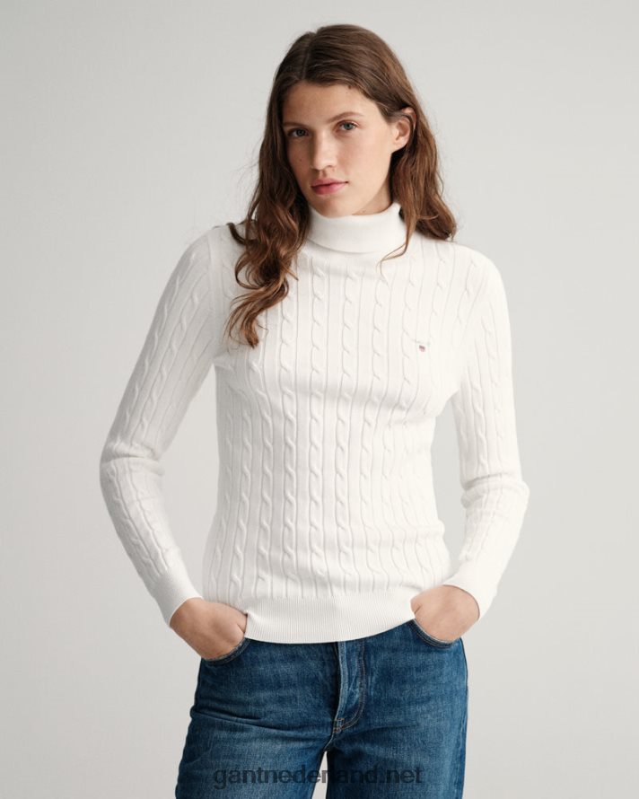 GANT vrouwen eierschaal coltrui van stretchkatoen met kabel R48460702