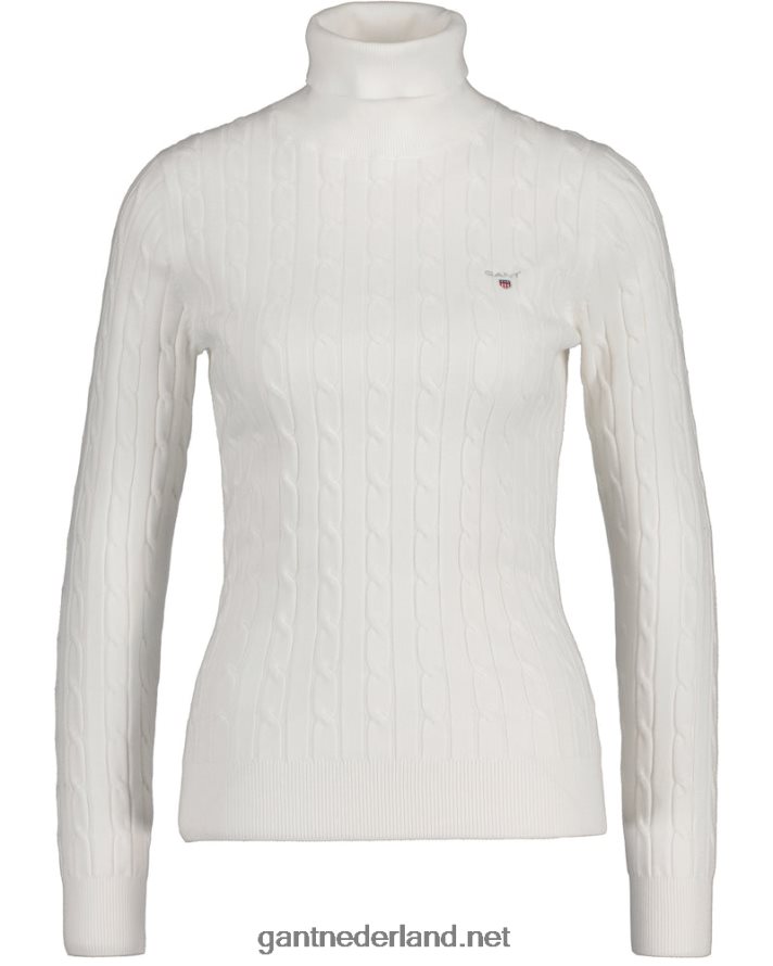 GANT vrouwen eierschaal coltrui van stretchkatoen met kabel R48460702