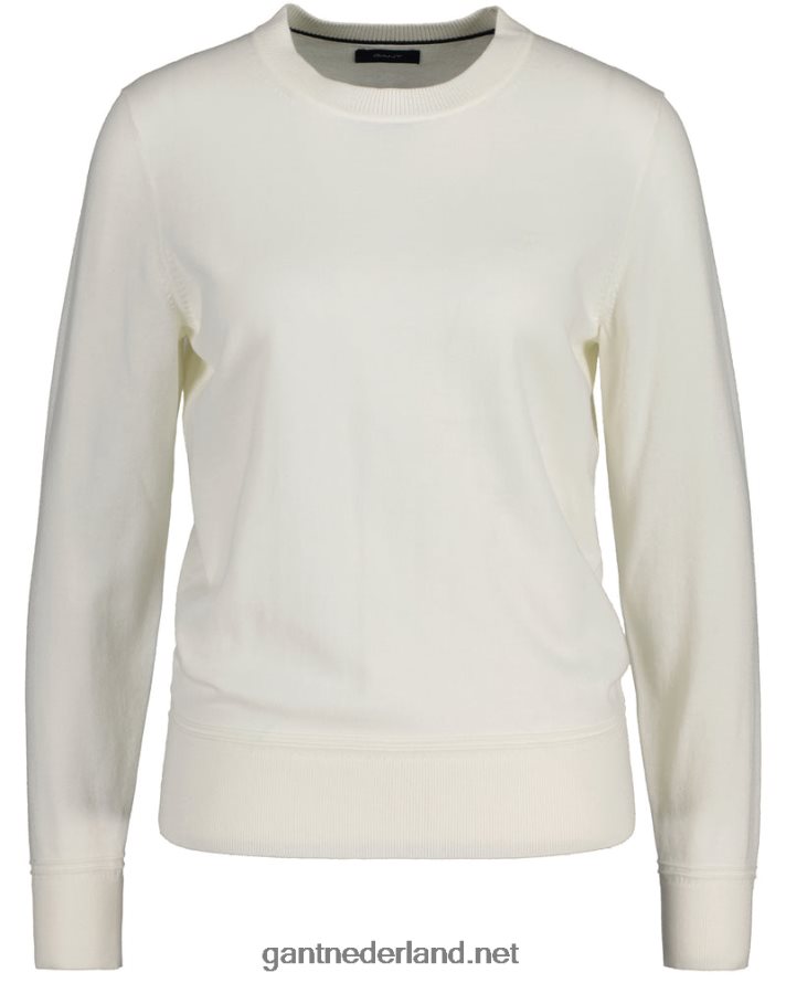 GANT vrouwen eierschaal lichte katoenen trui met ronde hals R48460680