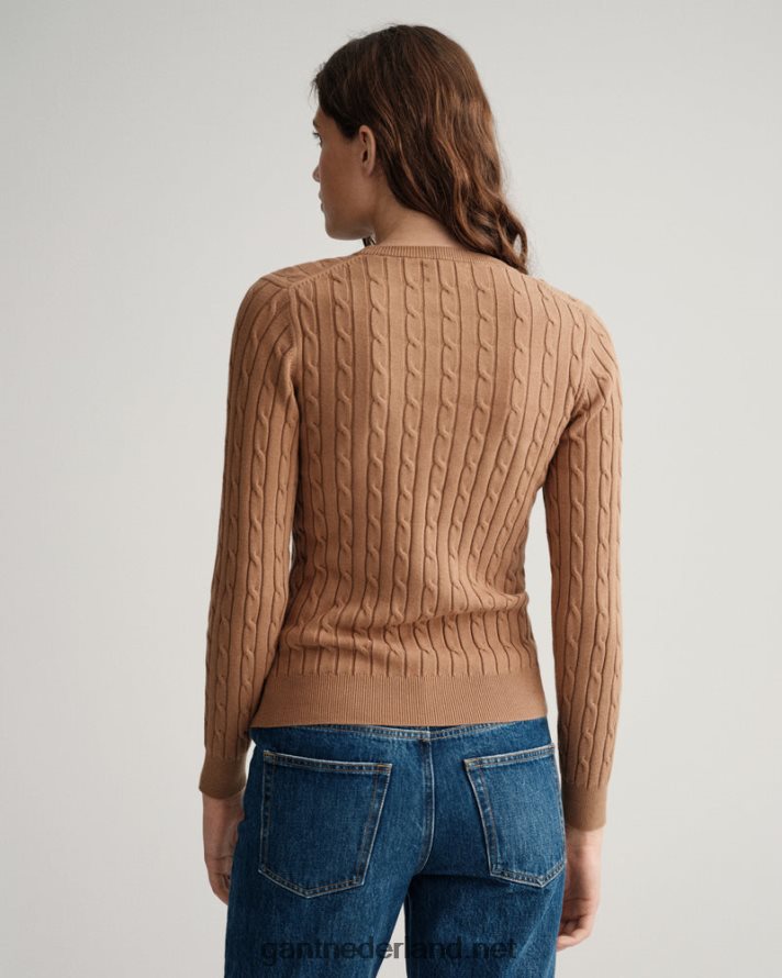 GANT vrouwen geroosterde walnoot Kabeltrui van stretchkatoen met ronde hals R48460686