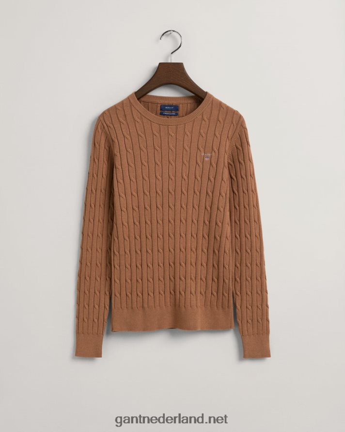 GANT vrouwen geroosterde walnoot Kabeltrui van stretchkatoen met ronde hals R48460686