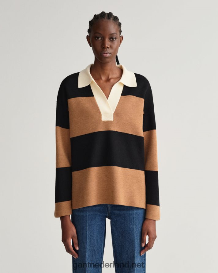 GANT vrouwen geroosterde walnoot gestreepte zware rugger R48460658