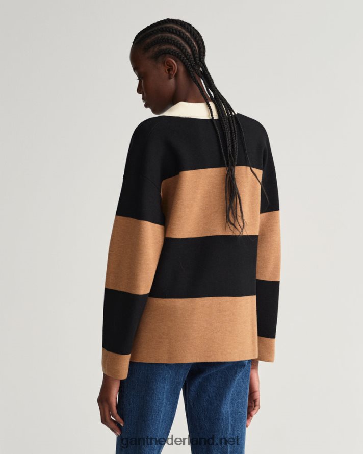 GANT vrouwen geroosterde walnoot gestreepte zware rugger R48460658