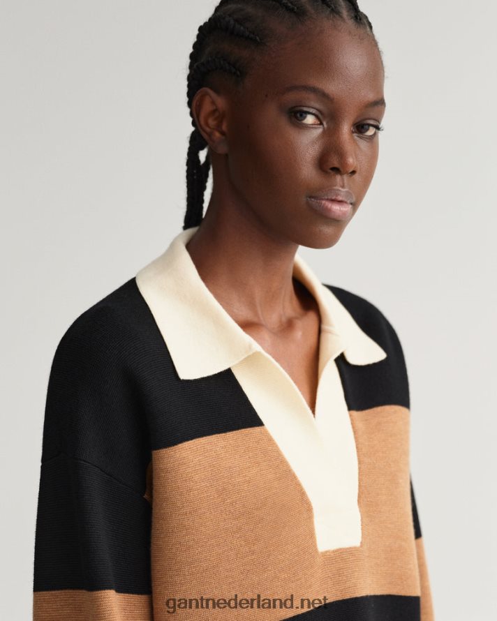 GANT vrouwen geroosterde walnoot gestreepte zware rugger R48460658