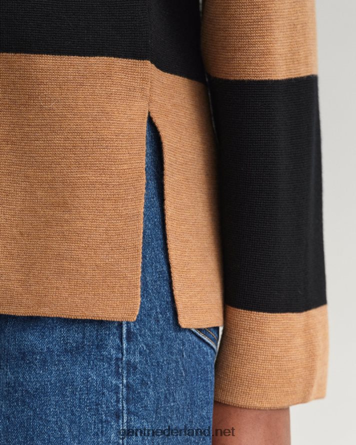 GANT vrouwen geroosterde walnoot gestreepte zware rugger R48460658