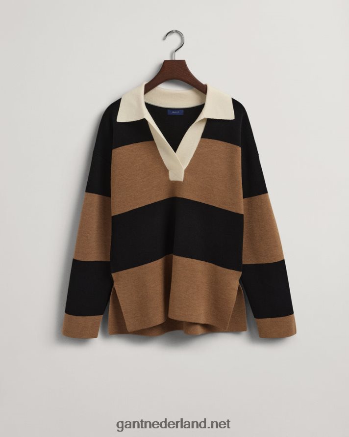 GANT vrouwen geroosterde walnoot gestreepte zware rugger R48460658