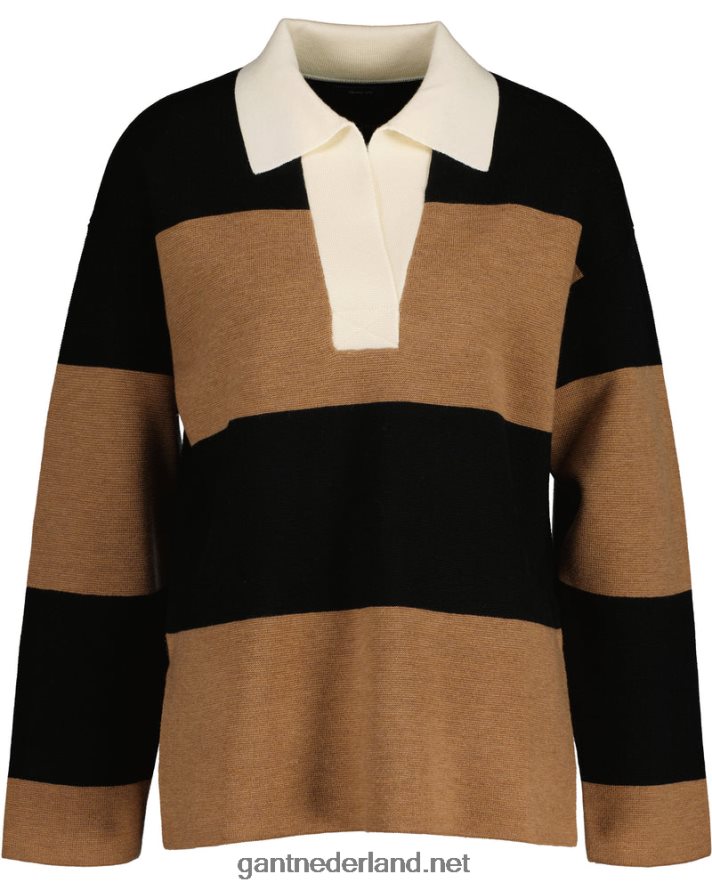 GANT vrouwen geroosterde walnoot gestreepte zware rugger R48460658