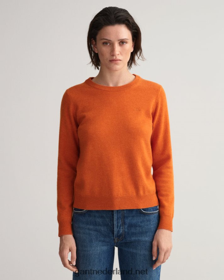 GANT vrouwen gouden sinaasappel superfijne lamswollen trui met ronde hals R48460660