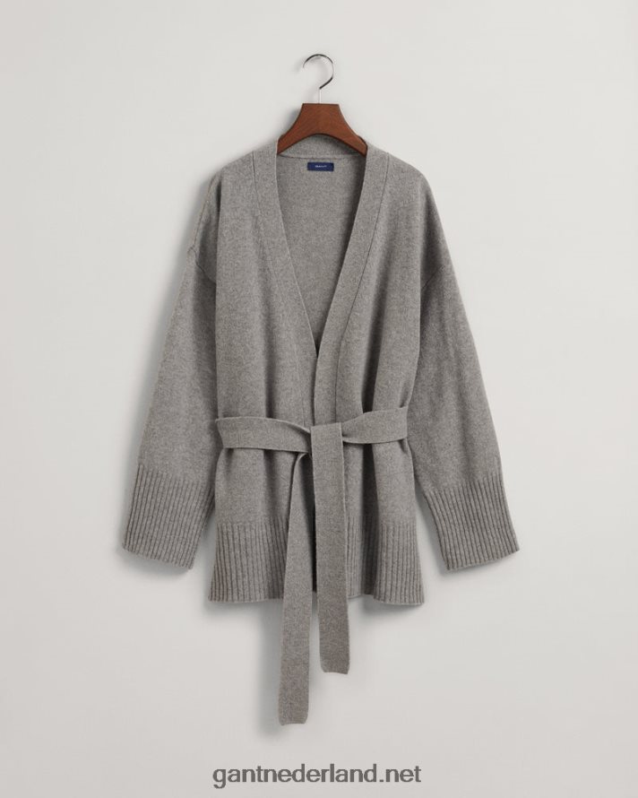 GANT vrouwen grijs gemêleerd lounge wikkel vest R48460696