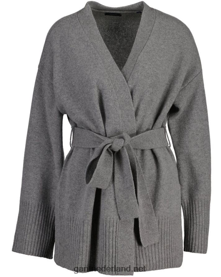 GANT vrouwen grijs gemêleerd lounge wikkel vest R48460696