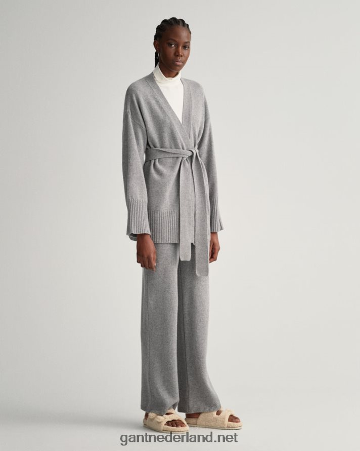 GANT vrouwen grijs gemêleerd lounge wikkel vest R48460696