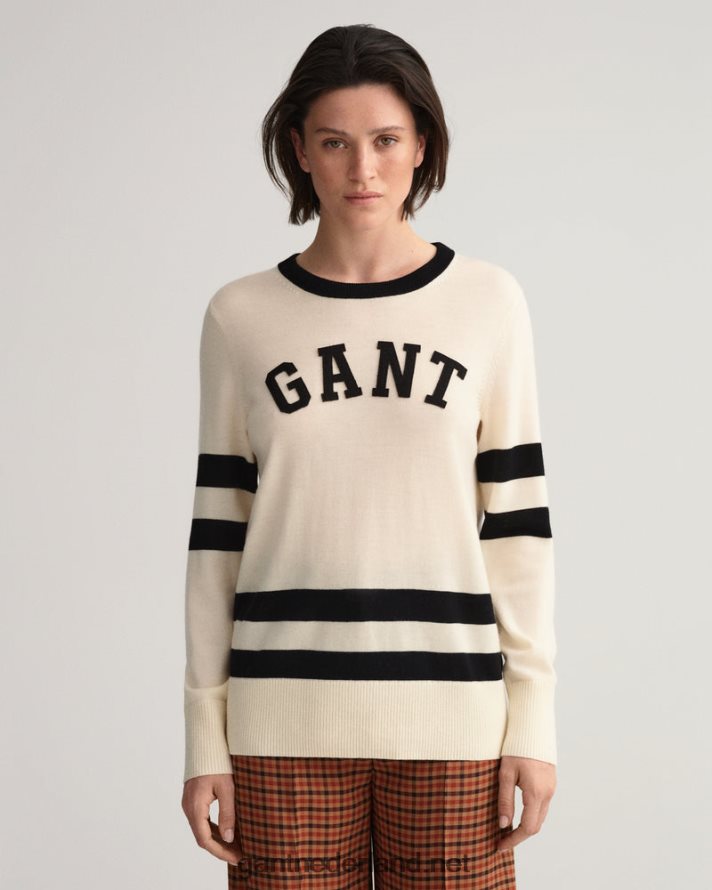 GANT vrouwen linnen collegiale trui met ronde hals R48460672