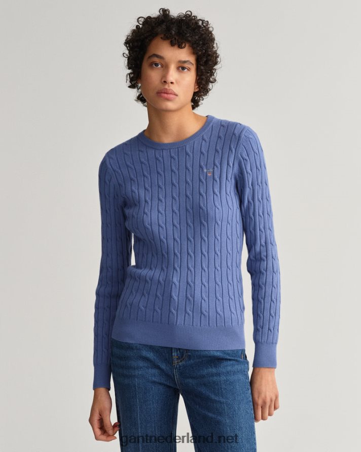 GANT vrouwen orkaan blauw Kabeltrui van stretchkatoen met ronde hals R48460666
