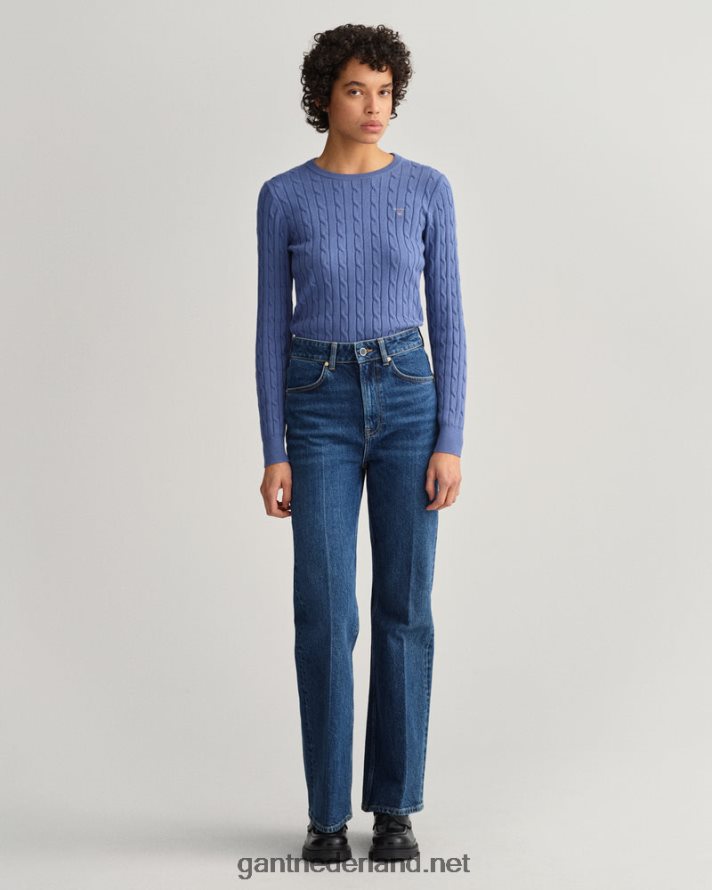 GANT vrouwen orkaan blauw Kabeltrui van stretchkatoen met ronde hals R48460666