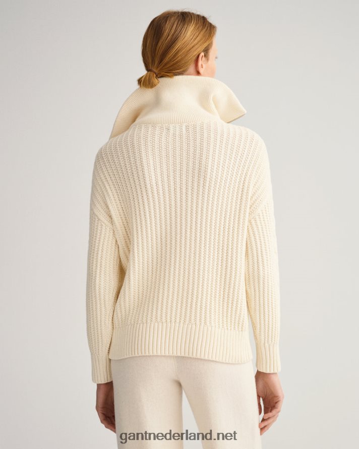 GANT vrouwen room kabeltrui met halve rits R48460674