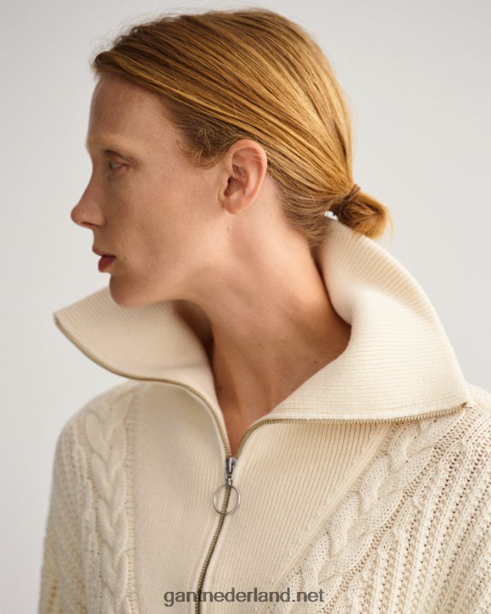 GANT vrouwen room kabeltrui met halve rits R48460674