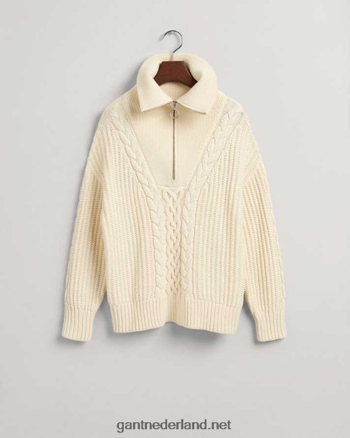 GANT vrouwen room kabeltrui met halve rits R48460674