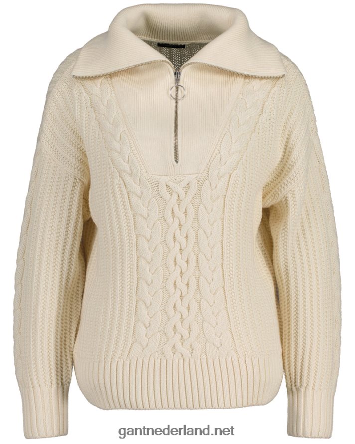 GANT vrouwen room kabeltrui met halve rits R48460674