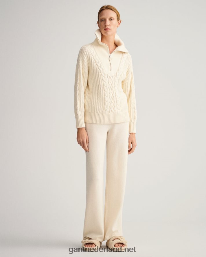 GANT vrouwen room kabeltrui met halve rits R48460674