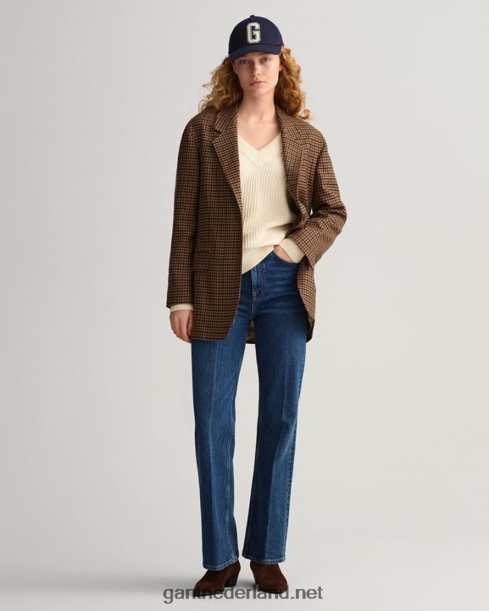 GANT vrouwen room katoenen geribbelde trui met v-hals R48460659