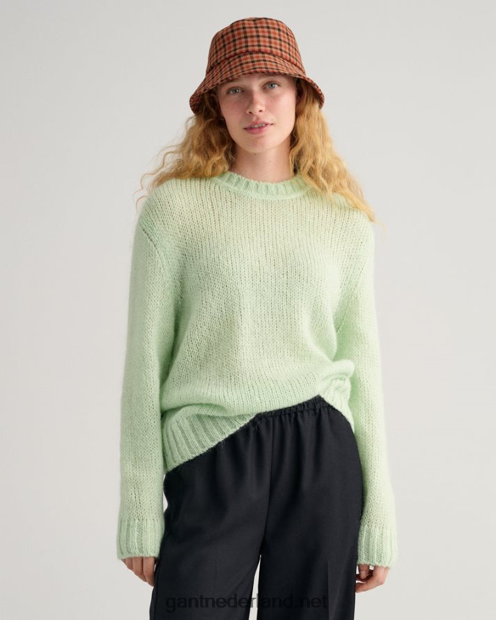 GANT vrouwen spuit groen mohair effen trui met ronde hals R48460669
