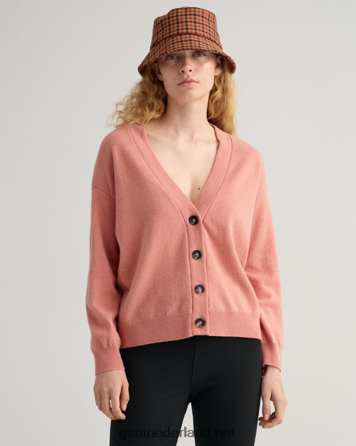 GANT vrouwen terracotta roze super fijn lamswollen vest R48460684