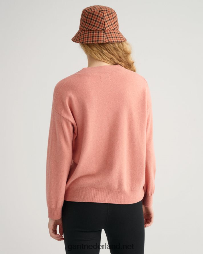 GANT vrouwen terracotta roze super fijn lamswollen vest R48460684