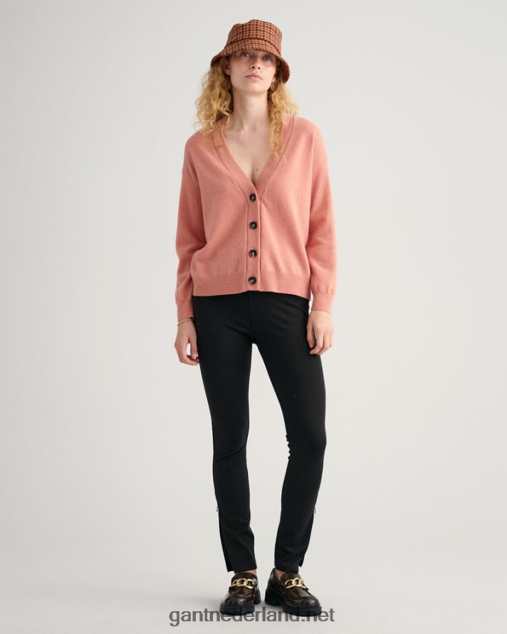GANT vrouwen terracotta roze super fijn lamswollen vest R48460684