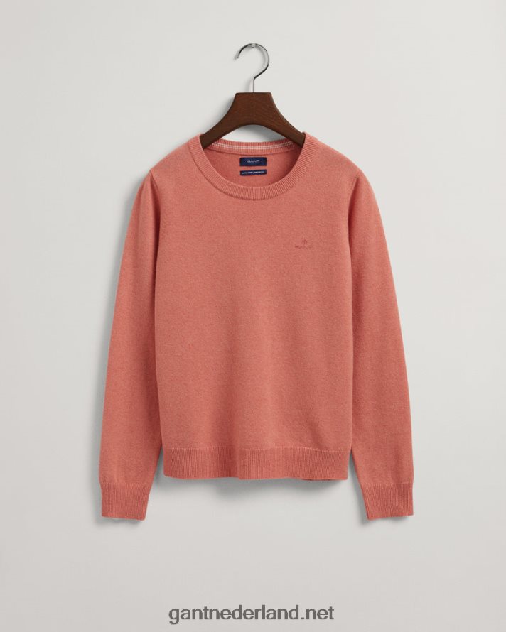 GANT vrouwen terracotta roze superfijne lamswollen trui met ronde hals R48460662