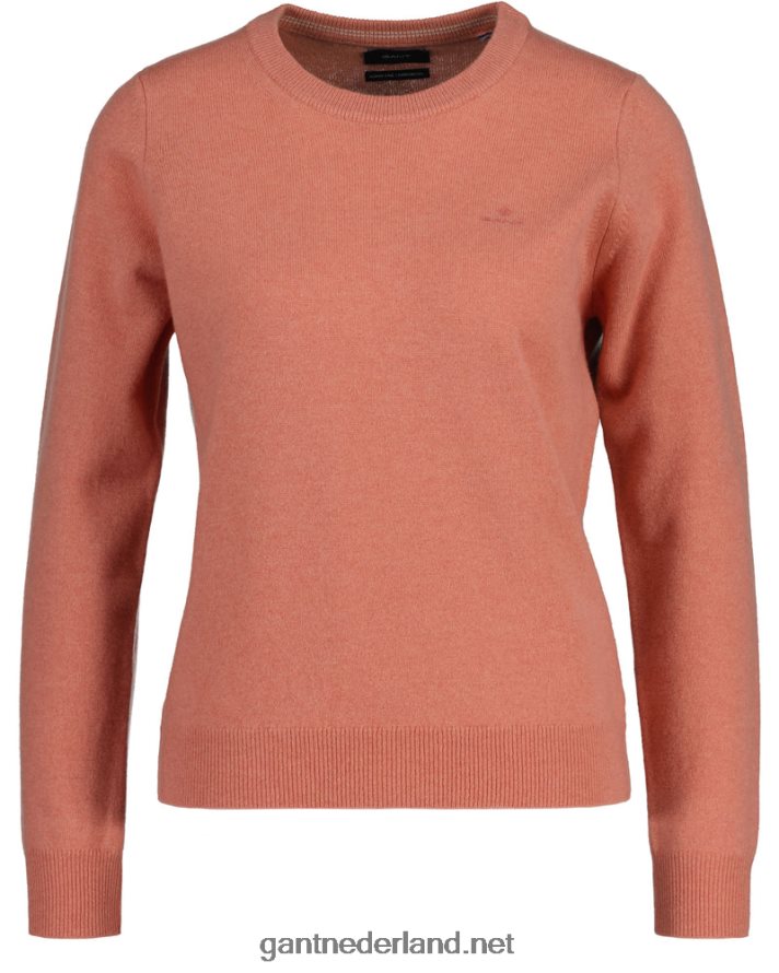 GANT vrouwen terracotta roze superfijne lamswollen trui met ronde hals R48460662