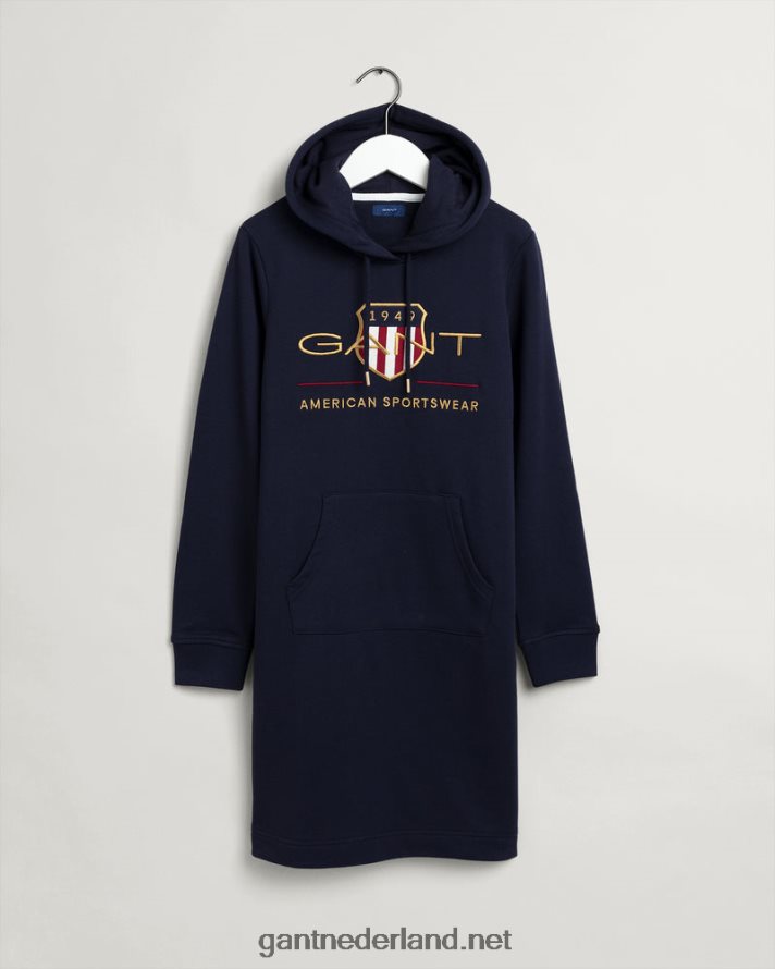 GANT vrouwen avond blauw archief schild hoodie jurk R48460648