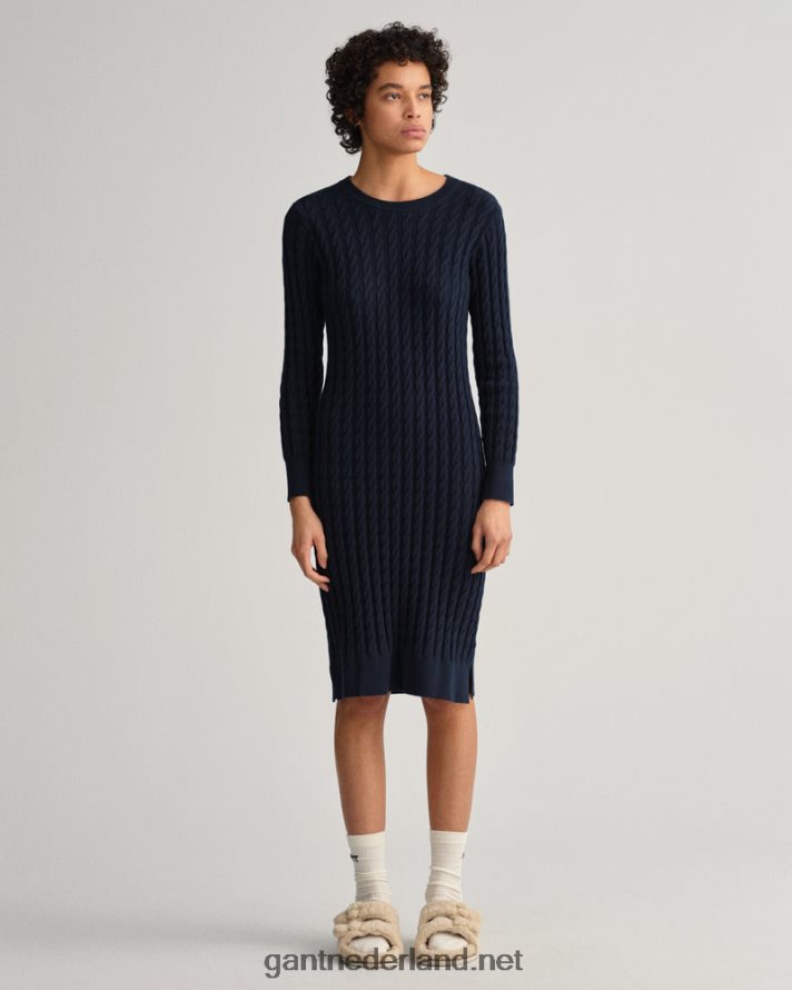 GANT vrouwen avond blauw gedraaide kabel jurk R48460645