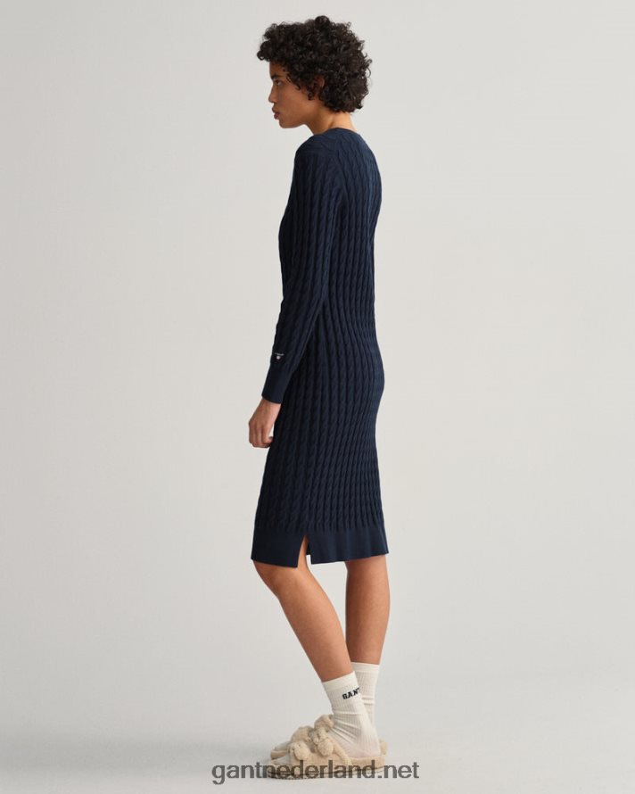 GANT vrouwen avond blauw gedraaide kabel jurk R48460645