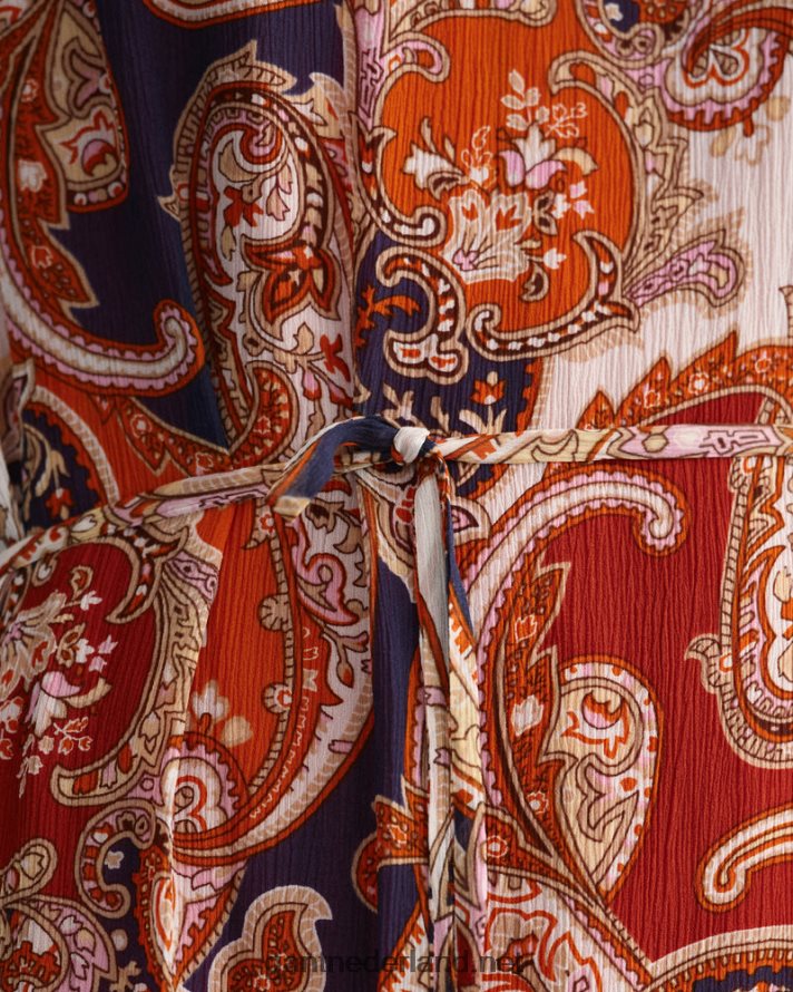 GANT vrouwen gouden sinaasappel Paisley maxi-jurk met ruches R48460644