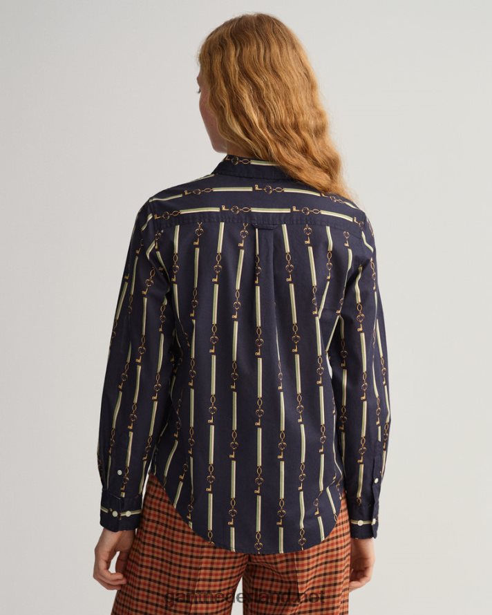 GANT vrouwen avond blauw Regular fit Amerikaans luxe katoenen voile overhemd R48460590