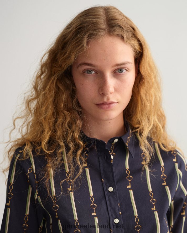 GANT vrouwen avond blauw Regular fit Amerikaans luxe katoenen voile overhemd R48460590
