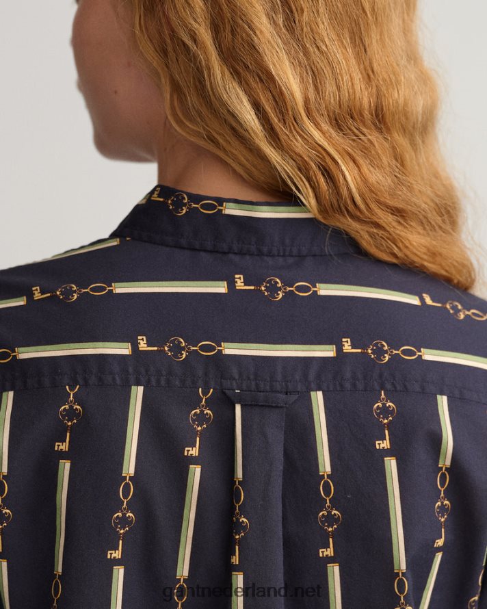 GANT vrouwen avond blauw Regular fit Amerikaans luxe katoenen voile overhemd R48460590