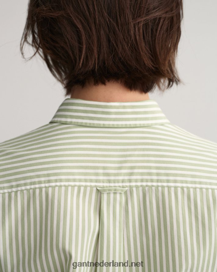 GANT vrouwen eucalyptus groen Gestreept overhemd van popeline met normale pasvorm R48460587